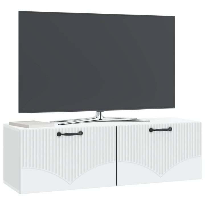 Væghængt TV-skab Hvid 98 x 31 x 30 cm Konstrueret træ
