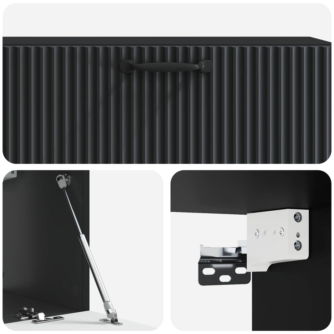 Væghængt TV-skab Sort 98 x 31 x 30 cm Konstrueret træ