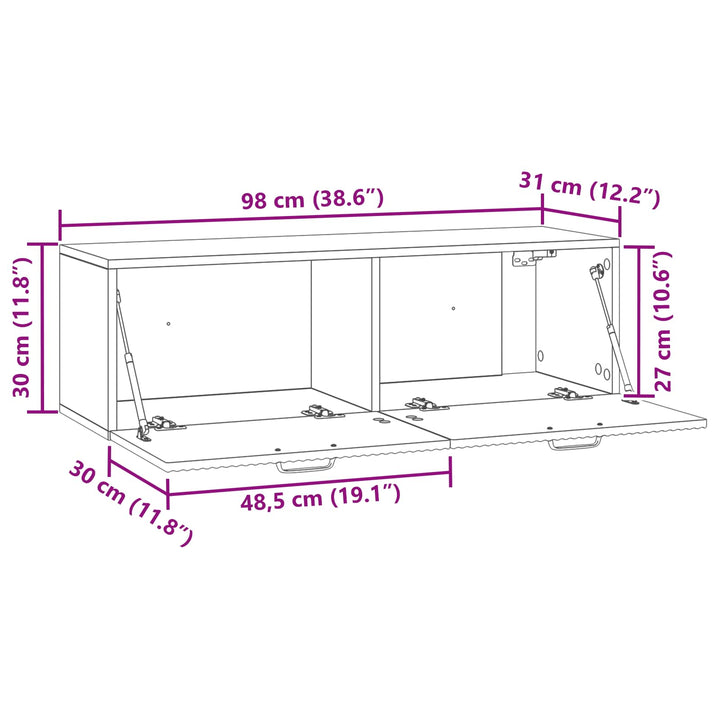 Væghængt TV-skab Betongrå 98 x 31 x 30 cm Konstrueret træ