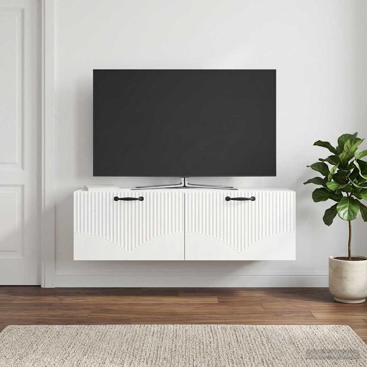 Væghængt TV-skab Hvid højglans 98 x 31 x 30 cm Konstrueret træ