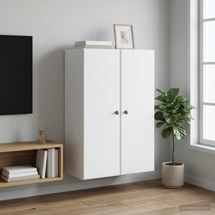 Vægmonteret skab Hvid 66 x 34,5 x 90 cm Konstrueret træ