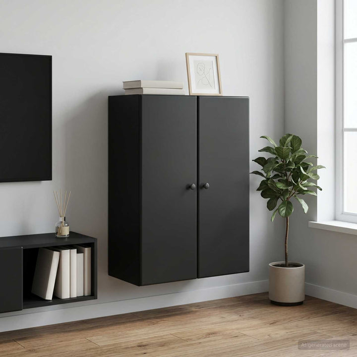 Vægmonteret skab 66 x 34,5 x 90 cm Konstrueret træ Sort