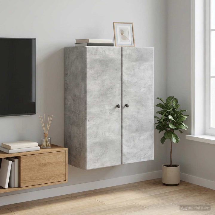 Vægmonteret skab 66 x 34,5 x 90 cm Konstrueret træ Betongrå