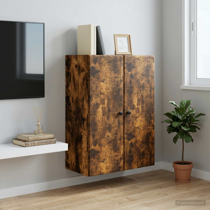 Vægmonteret skab 66 x 34,5 x 90 cm Konstrueret træ Røget eg