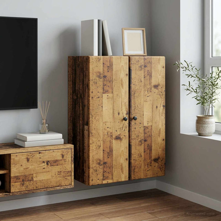 Vægmonteret skab 66 x 34,5 x 90 cm Konstrueret træ Gammelt træ
