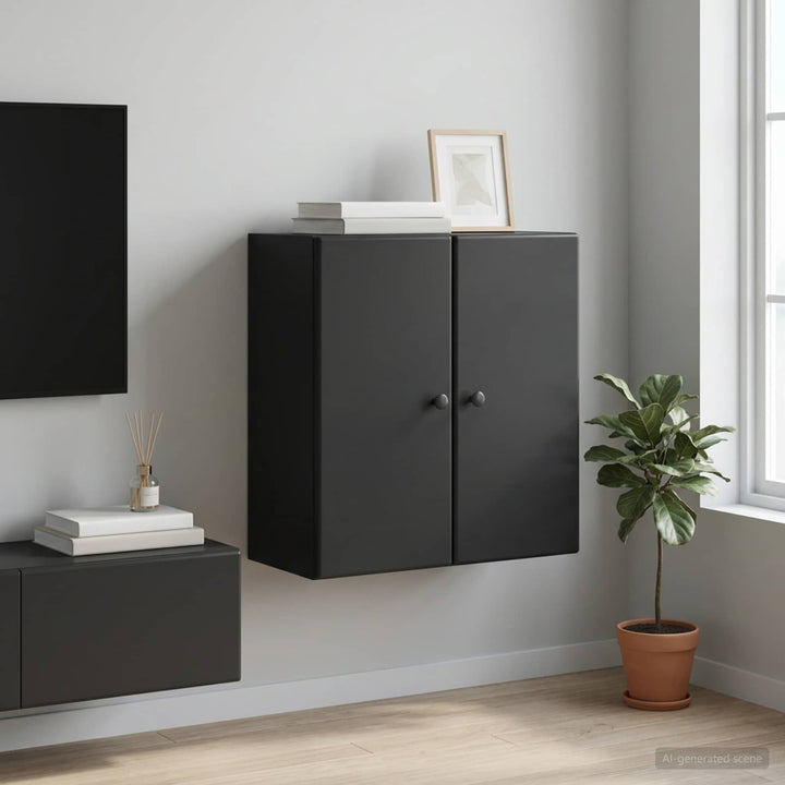 Vægmonteret skab 59 x 31 x 60 cm Konstrueret træ Sort