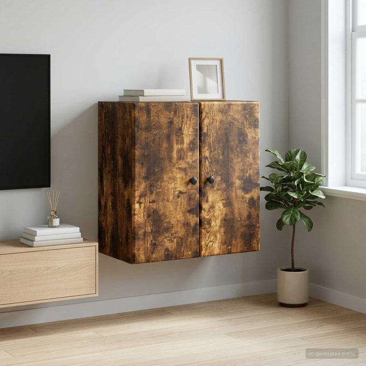 Vægmonteret skab 59 x 31 x 60 cm Konstrueret træ Røget eg