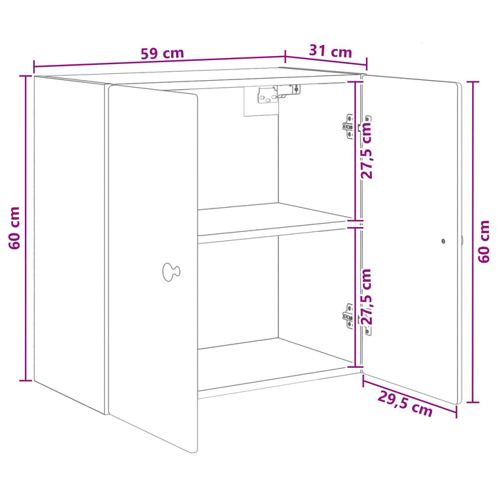 Vægmonteret skab 59 x 31 x 60 cm Konstrueret træ Røget eg