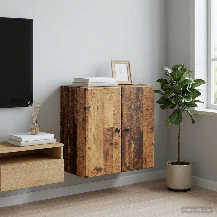 Vægmonteret skab 59 x 31 x 60 cm Konstrueret træ Gammelt træ