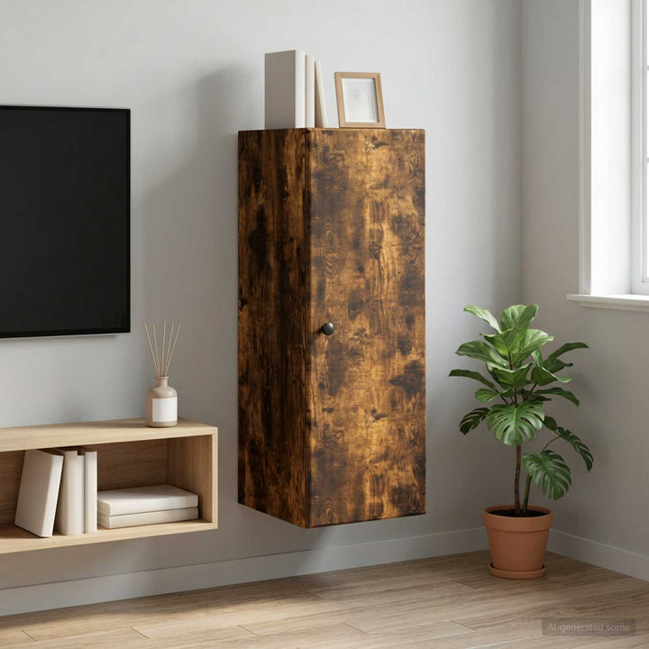 Vægmonteret skab 33 x 34,5 x 90 cm Konstrueret træ Røget eg