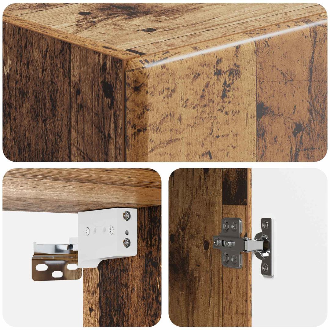Vægmonteret skab Gammelt træ 33 x 34,5 x 90 cm Konstrueret træ