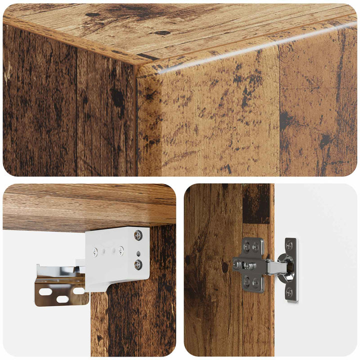 Vægmonteret skab Gammelt træ 33 x 34,5 x 90 cm Konstrueret træ