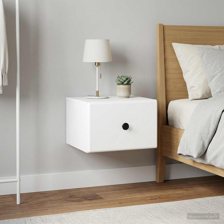 Væghængt Natbord 2 pcs Hvid 34,5 x 33 x 20 cm Konstrueret træ