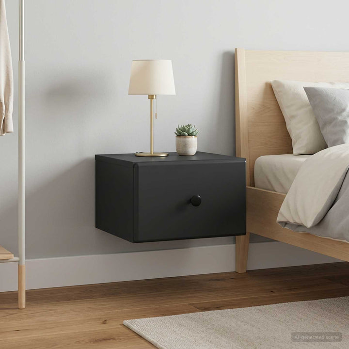 Væghængt Natbord 2 pcs Sort 34,5 x 33 x 20 cm Konstrueret træ