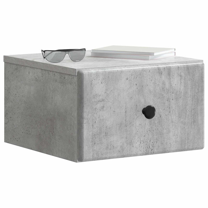 Væghængt Natbord med skuffe 2 pcs Betongrå 34,5 x 33 x 20 cm
