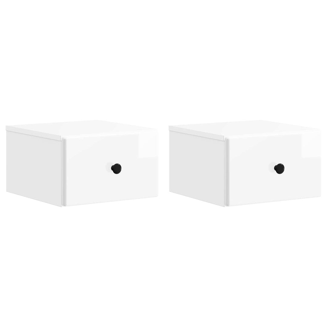 Væghængt Natbord 2 pcs Hvid højglans 34,5 x 33 x 20 cm