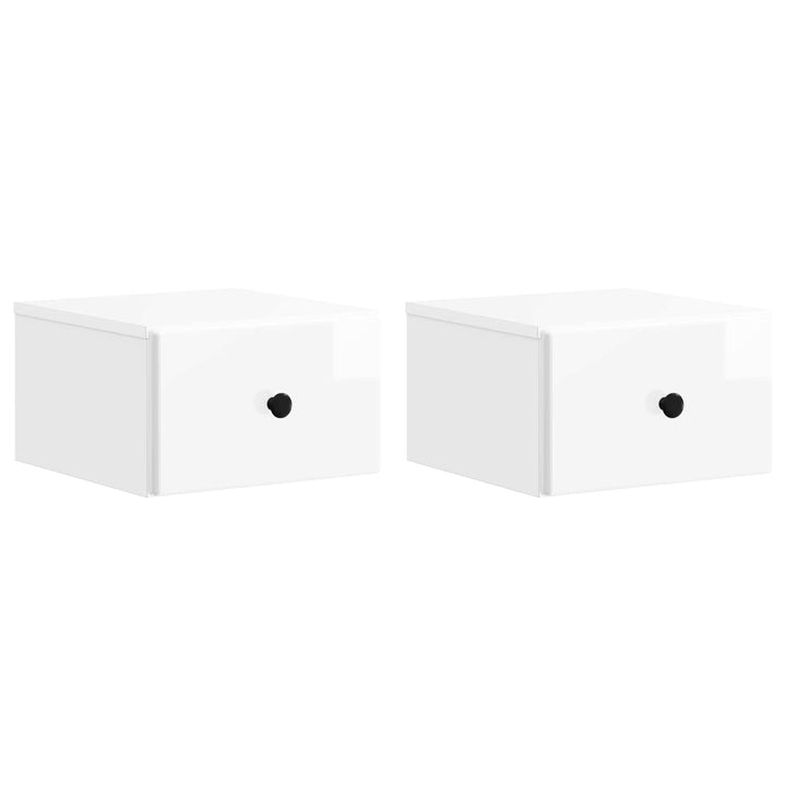 Væghængt Natbord 2 pcs Hvid højglans 34,5 x 33 x 20 cm