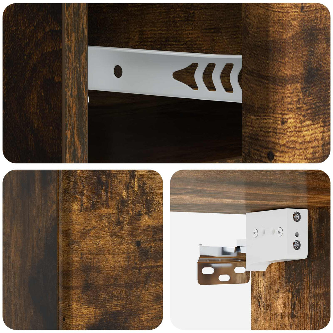 Væghængt Natbord med skuffe 2 pcs Røget eg 34,5 x 33 x 20 cm