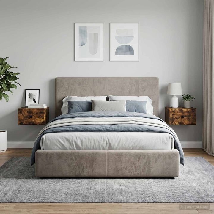Væghængt Natbord med skuffe 2 pcs Røget eg 34,5 x 33 x 20 cm