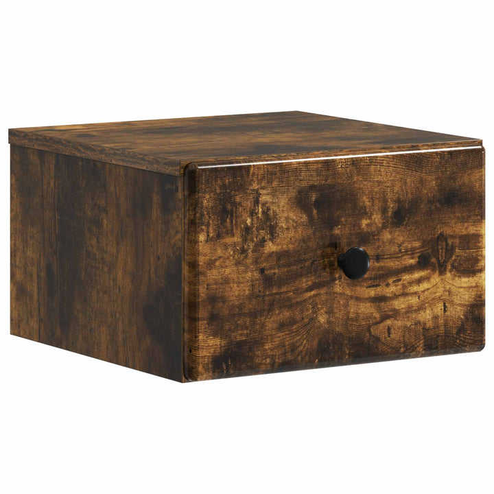 Væghængt Natbord med skuffe 2 pcs Røget eg 34,5 x 33 x 20 cm