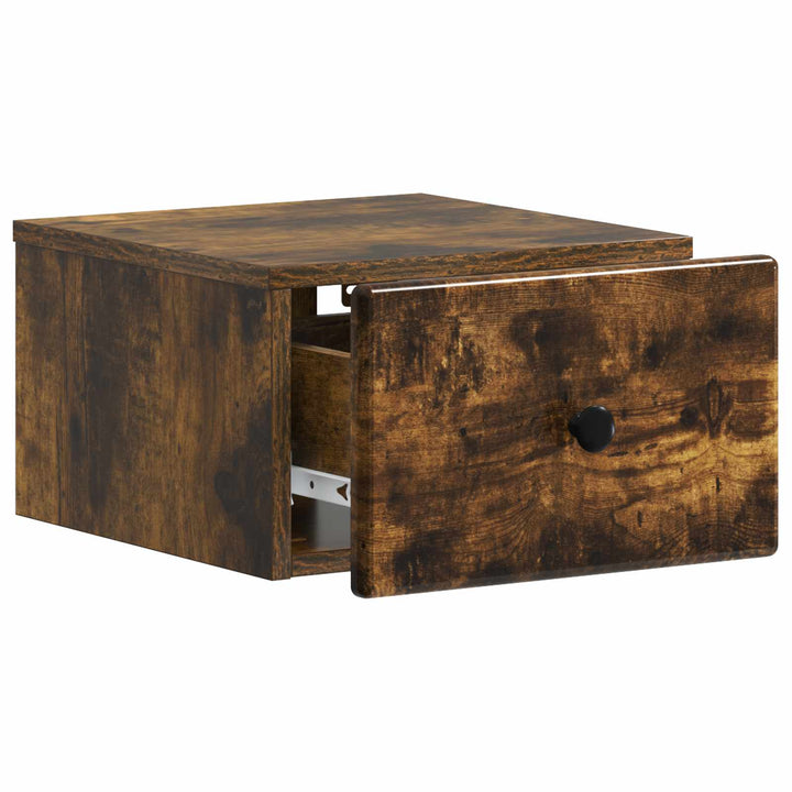 Væghængt Natbord med skuffe 2 pcs Røget eg 34,5 x 33 x 20 cm