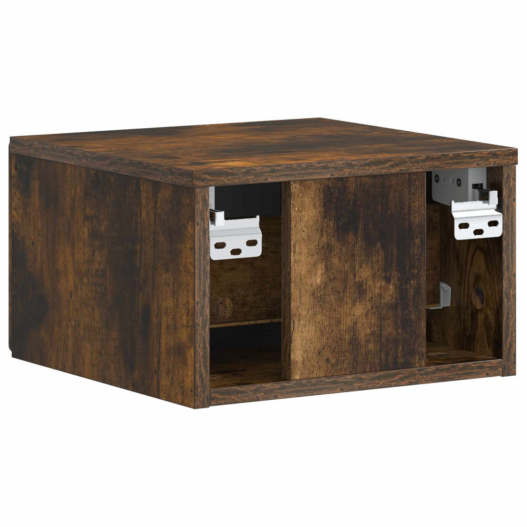 Væghængt Natbord med skuffe 2 pcs Røget eg 34,5 x 33 x 20 cm