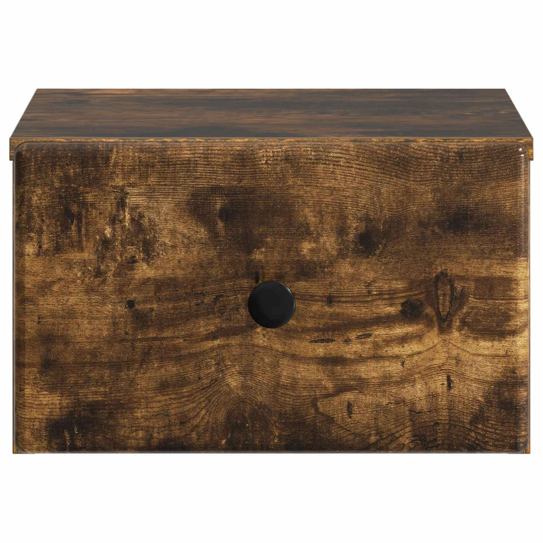 Væghængt Natbord med skuffe 2 pcs Røget eg 34,5 x 33 x 20 cm
