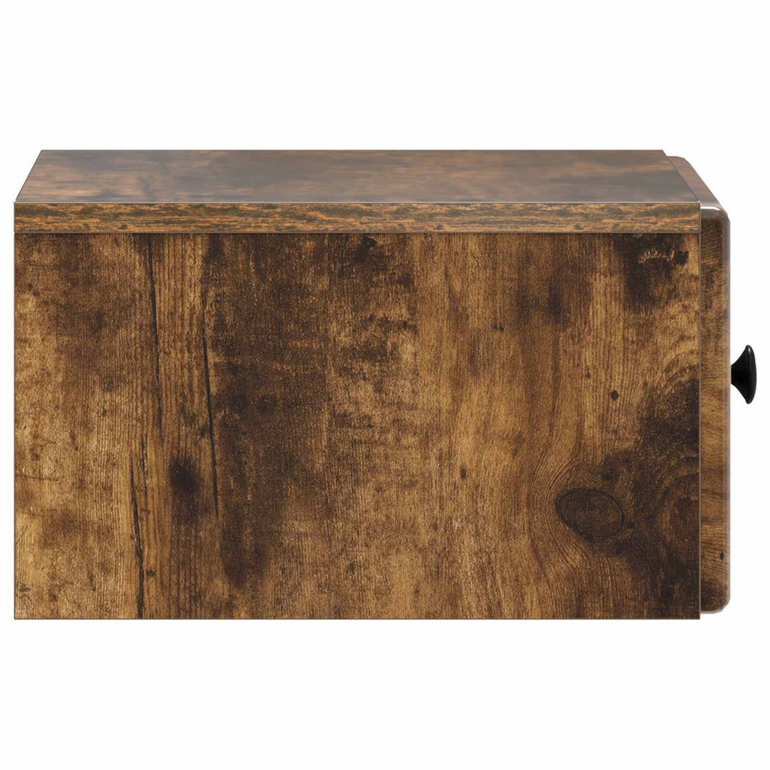 Væghængt Natbord med skuffe 2 pcs Røget eg 34,5 x 33 x 20 cm
