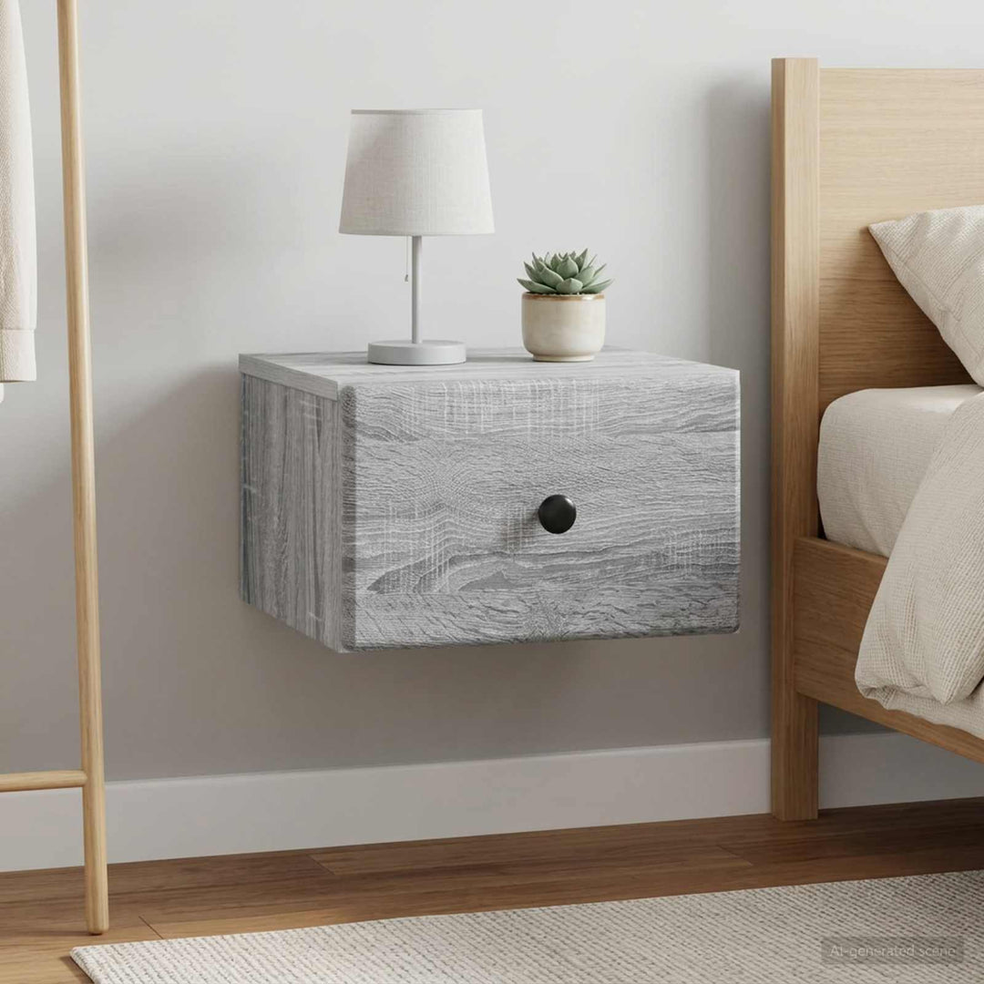 Væghængt Natbord 2 pcs Grå sonoma-eg 34,5 x 33 x 20 cm