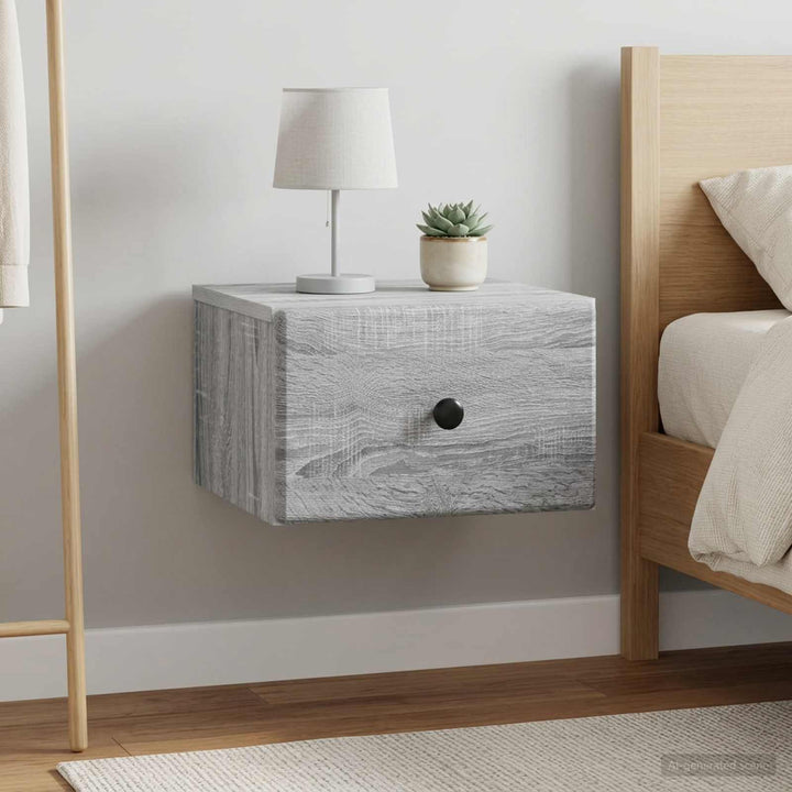 Væghængt Natbord 2 pcs Grå sonoma-eg 34,5 x 33 x 20 cm