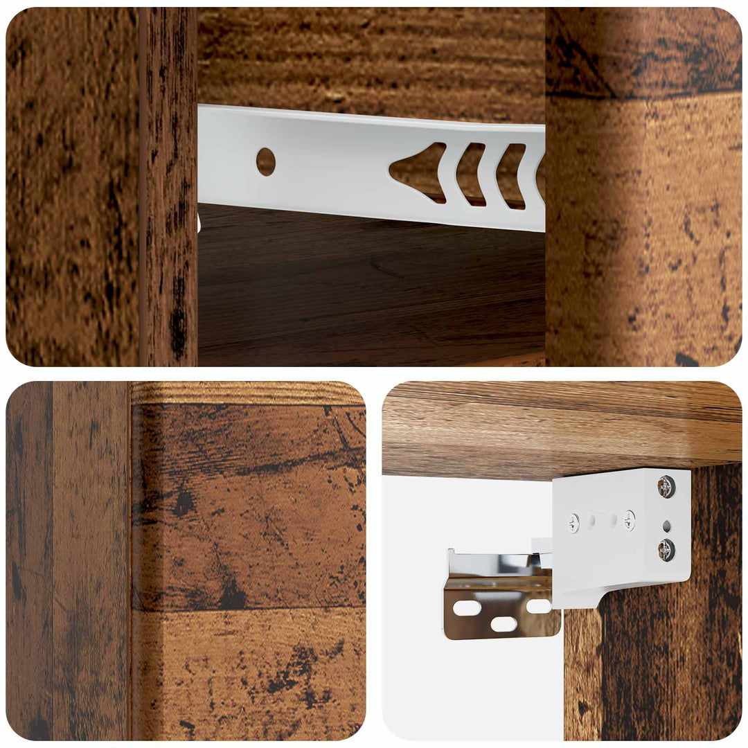 Væghængt Natbord med skuffe 2 pcs Gammelt træ 34,5 x 33 x 20 cm