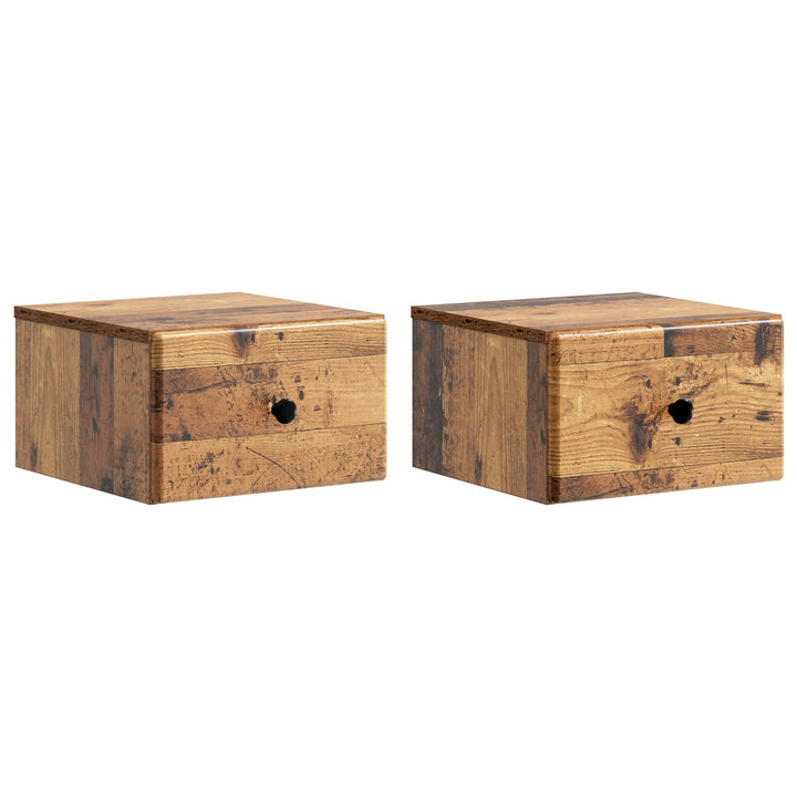 Væghængt Natbord med skuffe 2 pcs Gammelt træ 34,5 x 33 x 20 cm