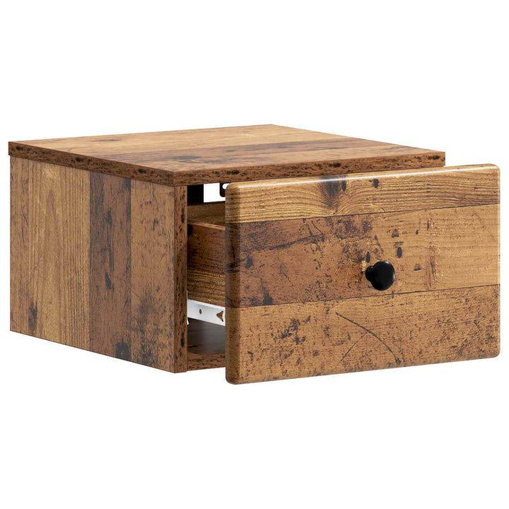 Væghængt Natbord med skuffe 2 pcs Gammelt træ 34,5 x 33 x 20 cm
