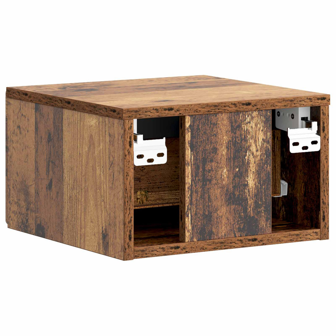 Væghængt Natbord med skuffe 2 pcs Gammelt træ 34,5 x 33 x 20 cm