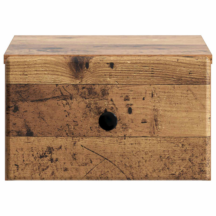 Væghængt Natbord med skuffe 2 pcs Gammelt træ 34,5 x 33 x 20 cm