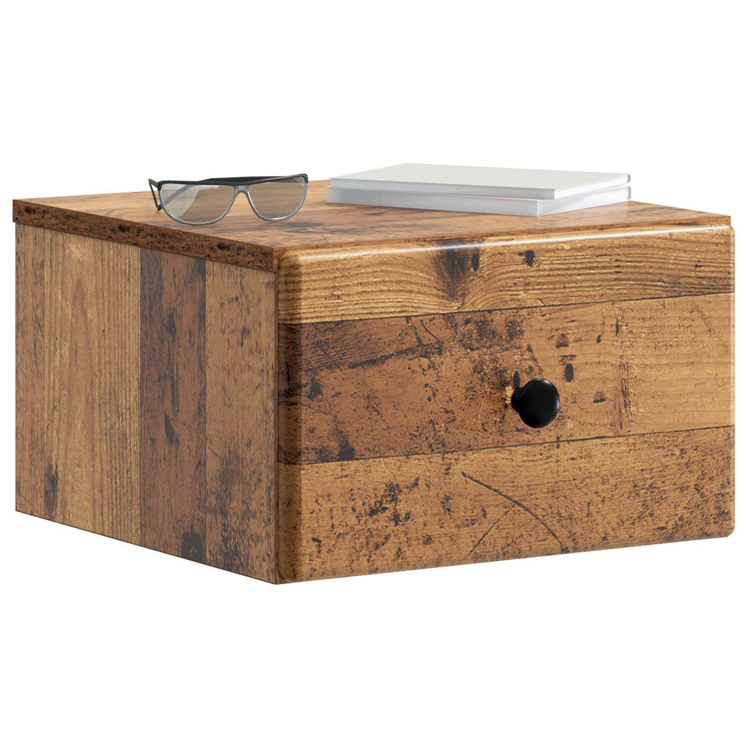 Væghængt Natbord med skuffe 2 pcs Gammelt træ 34,5 x 33 x 20 cm