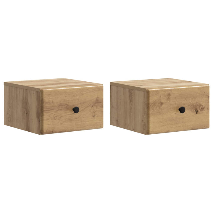 Væghængt Natbord med skuffe 2 pcs Artisan-eg 34,5 x 33 x 20 cm