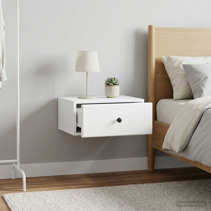 Væghængt Natbord 2 pcs Hvid 49 x 34,5 x 20 cm Konstrueret træ