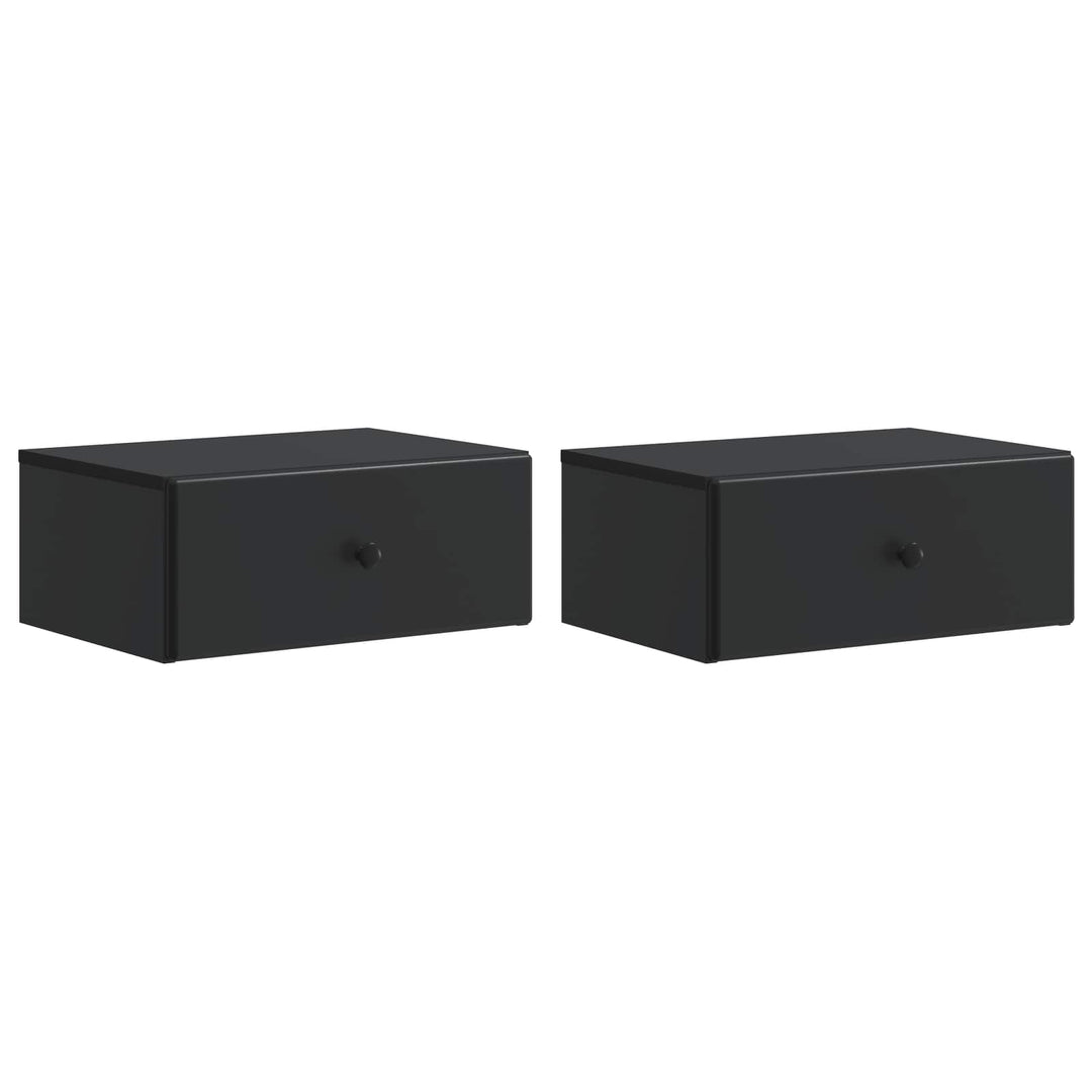 Væghængt Natbord 2 pcs Sort 49 x 34,5 x 20 cm Konstrueret træ
