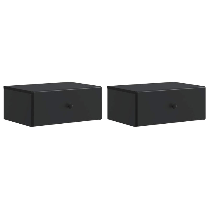 Væghængt Natbord 2 pcs Sort 49 x 34,5 x 20 cm Konstrueret træ