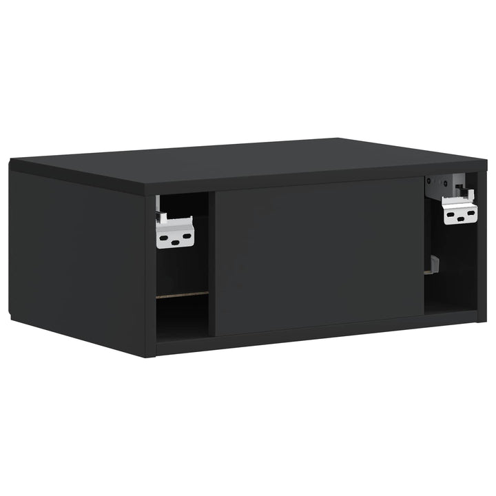 Væghængt Natbord 2 pcs Sort 49 x 34,5 x 20 cm Konstrueret træ
