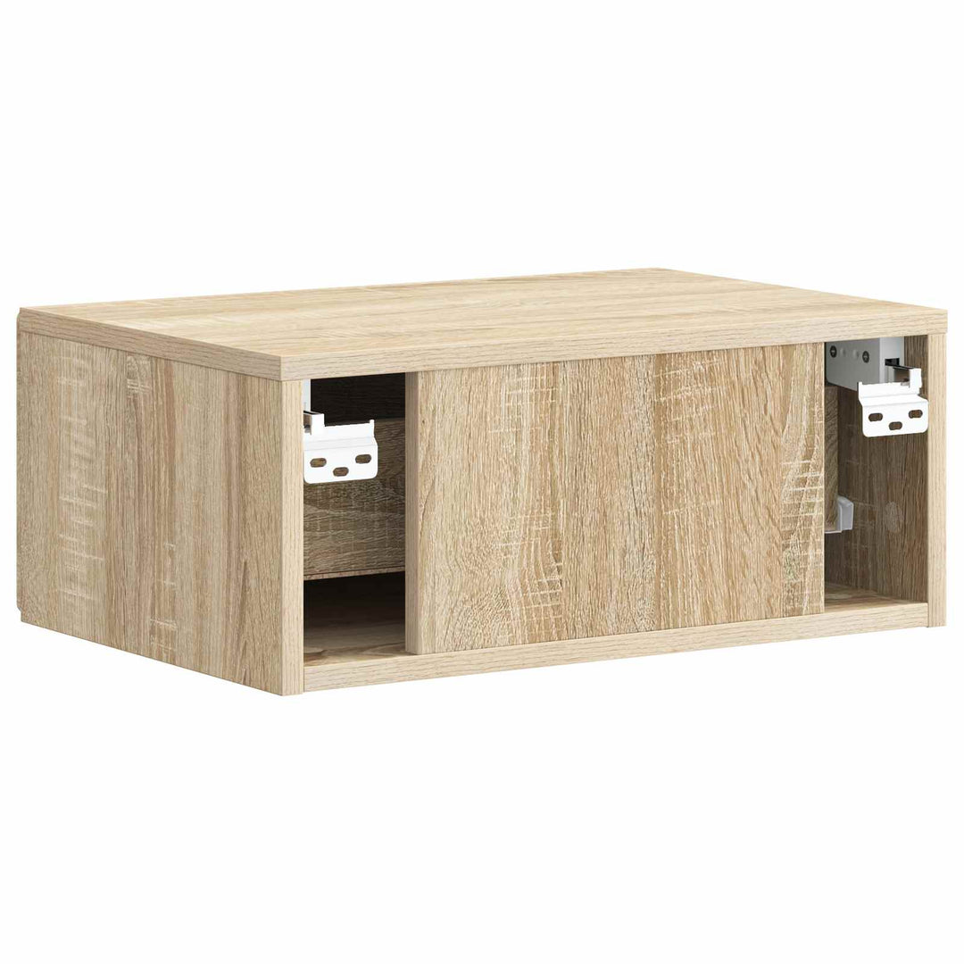 Væghængt Natbord med skuffe 2 pcs Sonoma-eg 49 x 34,5 x 20 cm
