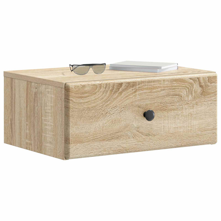 Væghængt Natbord med skuffe 2 pcs Sonoma-eg 49 x 34,5 x 20 cm
