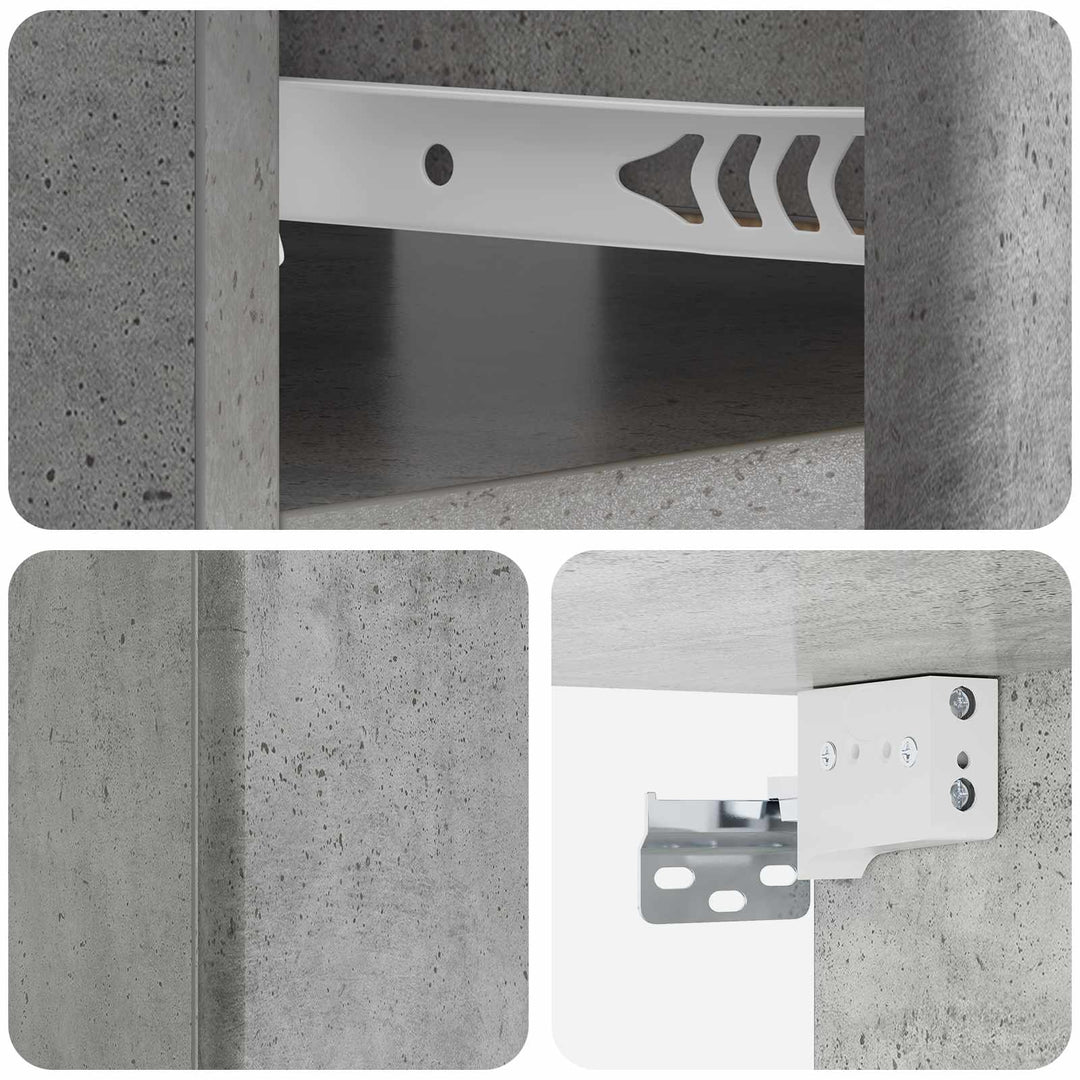Væghængt Natbord Betongrå 49 x 34,5 x 20 cm Konstrueret træ