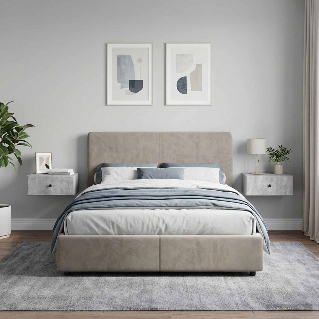 Væghængt Natbord med skuffe 2 pcs Betongrå 49 x 34,5 x 20 cm