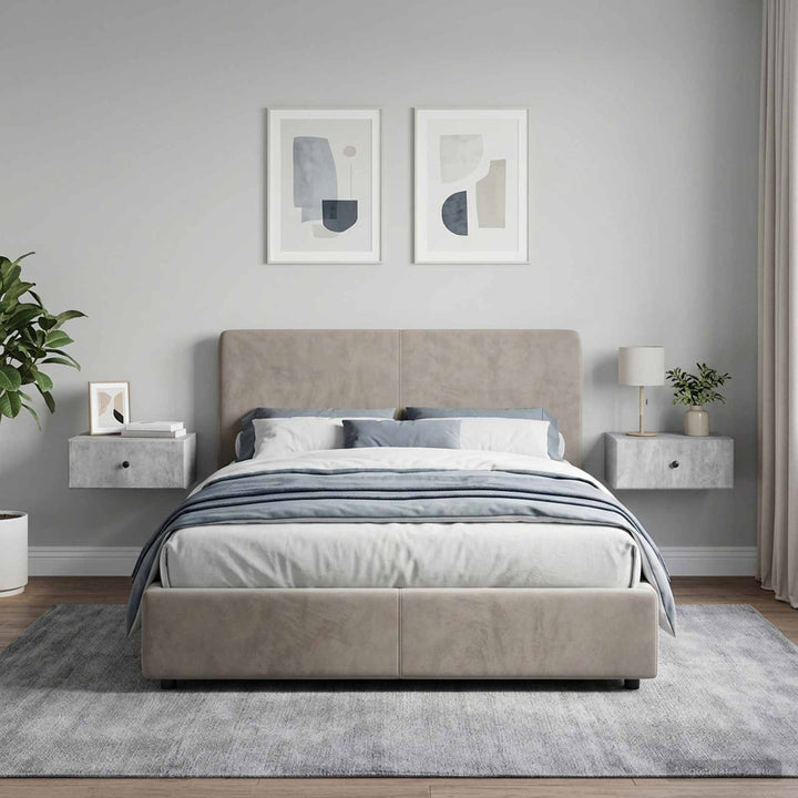 Væghængt Natbord med skuffe 2 pcs Betongrå 49 x 34,5 x 20 cm
