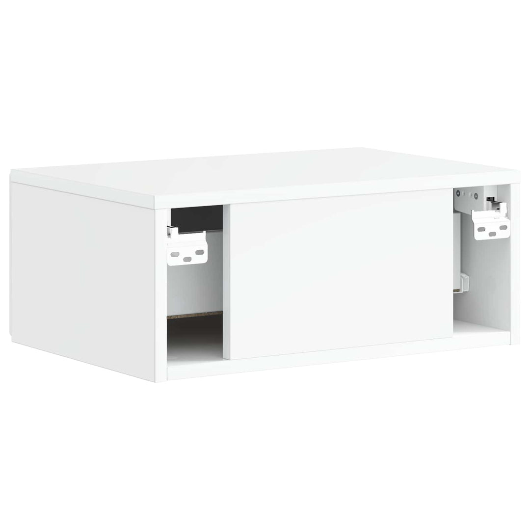 Væghængt Natbord med skuffe Hvid højglans 49 x 34,5 x 20 cm