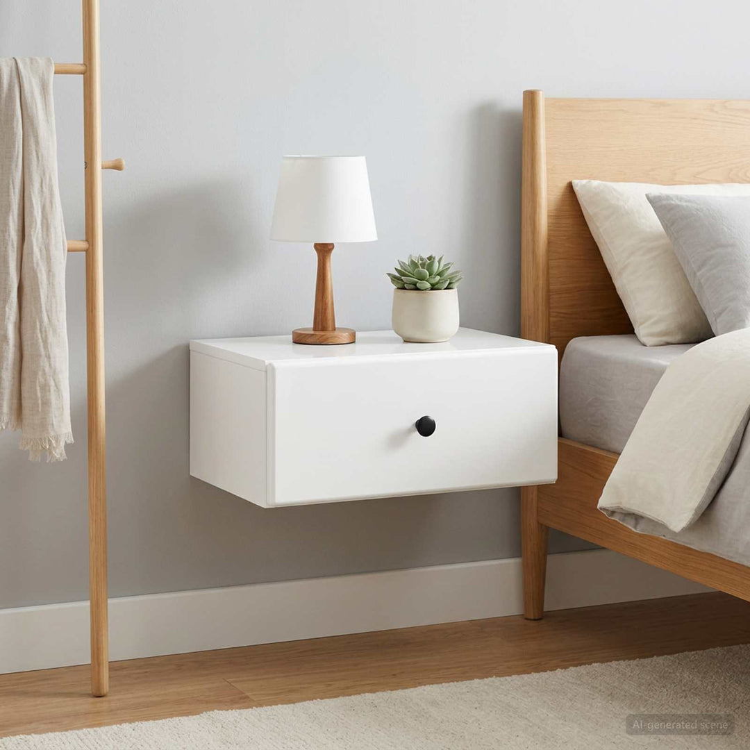 Væghængt Natbord 2 pcs Hvid højglans 49 x 34,5 x 20 cm