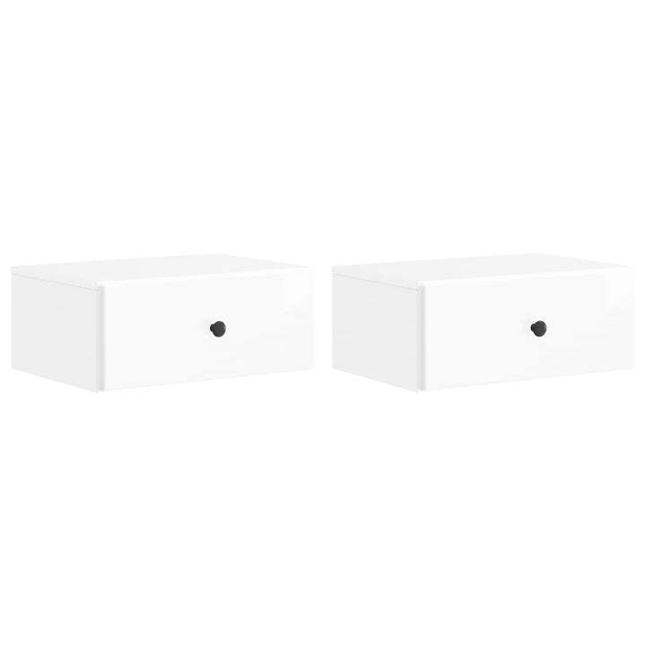 Væghængt Natbord 2 pcs Hvid højglans 49 x 34,5 x 20 cm