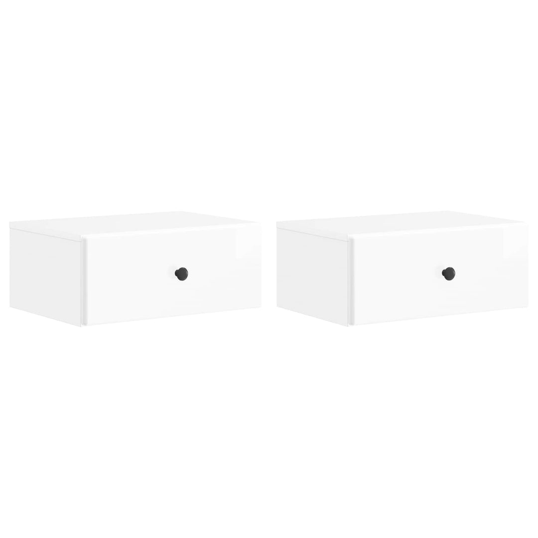 Væghængt Natbord 2 pcs Hvid højglans 49 x 34,5 x 20 cm
